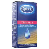 Optone Yeux Secs Solution Oculaire Hydratante 10ml, rehydrate et lubrifie l'oeil