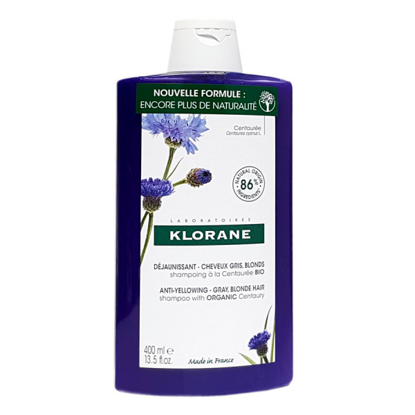 Shampoing à la Centaurée - Déjaunissant - Cheveux Blancs ou Gris - Klorane - 400 ml