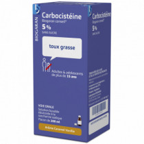 Carbocisteine 5 % Toux Grasse Sirop Adulte 200ML Sans Sucre Encombrement Des Bronches