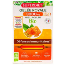 Gelée Royale - Superdiet - Miel Bio - Défenses immunitaires - 20 Ampoules