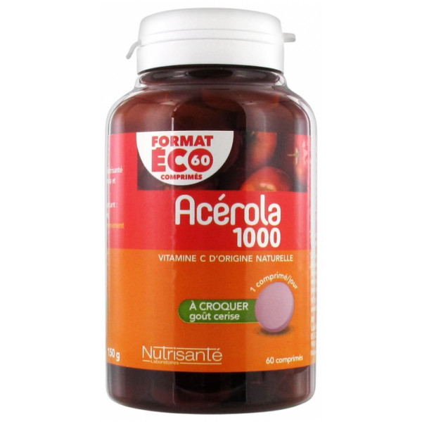 Acerola 1000 Nutrisanté, 60 Chewable Tablets - Cherry Taste