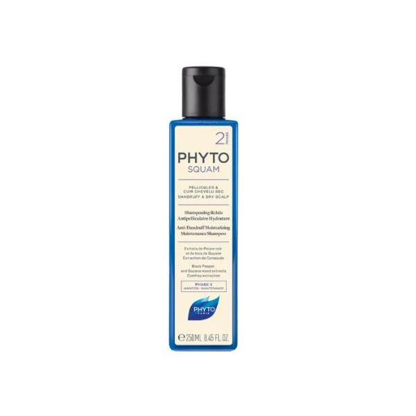 Shampooing Antipelliculaire Hydratant Phase 2 - Pellicules & Cheveux Secs - PhytoSquam - 250ml