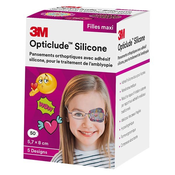 Orthoptic Dressings 5.7 cm X 8.0 cm Opticlude Silicone Bandages Girl Maxi  -3M - Box Of 50 3M
