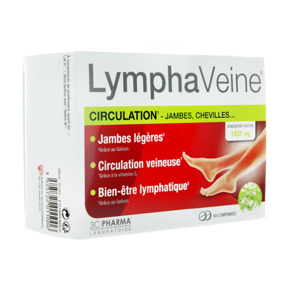 Lymphaveine 3 Chênes, Boite de 60 Comprimés, Circulation Veineuse Lymphatique