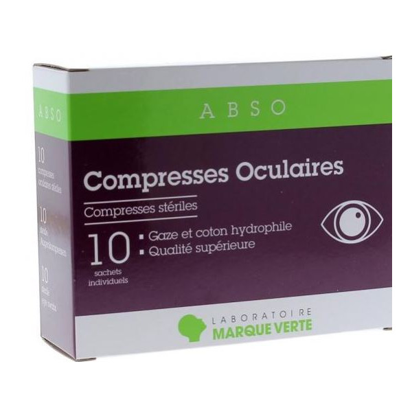 Compresses Oculaires Stériles - Marque Verte - 10 sachets