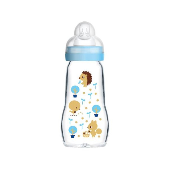 Glass Baby Bottle - MAM - Animal Patterns - 260 ml