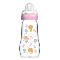 Glass Baby Bottle - MAM - Cat Patterns - 260 ml