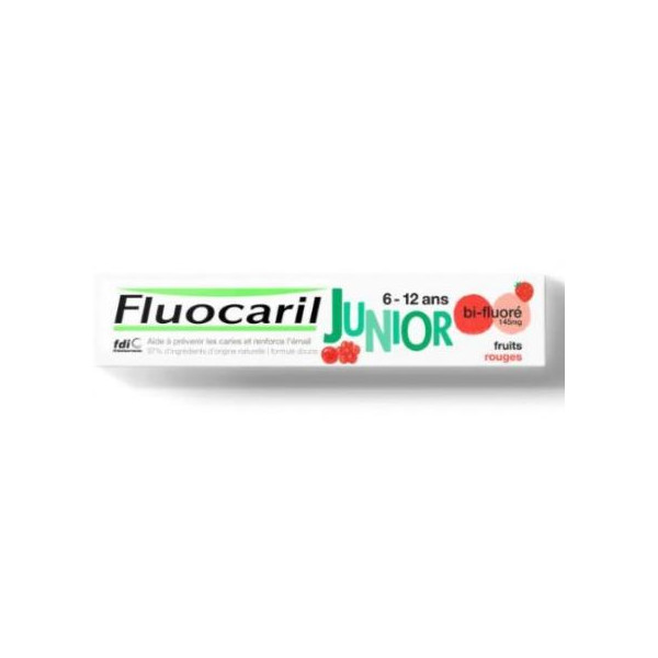 Fluocaril Red Fruits Junior Toothpaste for Child 6-12 Years, 75 ml - prevents cavities and strengthens enamel