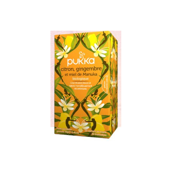 Lemon Ginger Manuka Honey Herbal Tea - Organic - Pukka - 20 Sachets