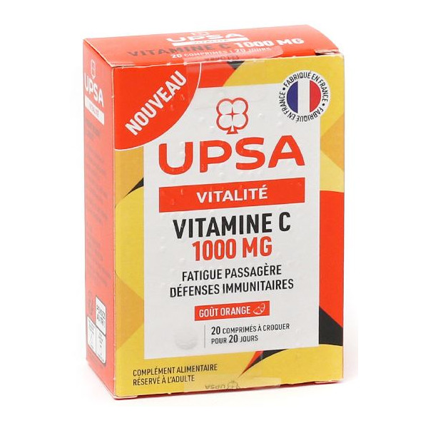 Vitamine C 1000mg - Vitalité - UPSA - 20 comprimés à croquer