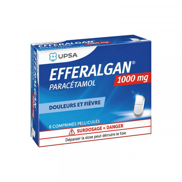 EfferalganTab UPSA Paracetamol 1g – Pack of 8 Coated Tablets