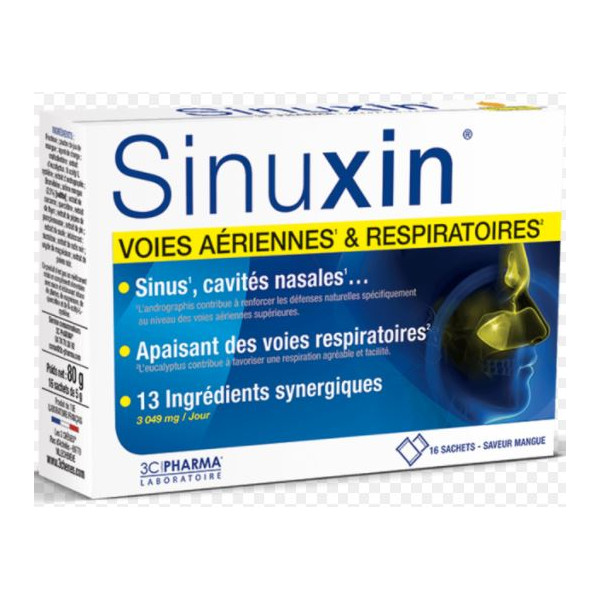 Sinuxin, Air and Respiratory Ways -  3 Chênes Pharma - 16 Packets, Mango Flavour