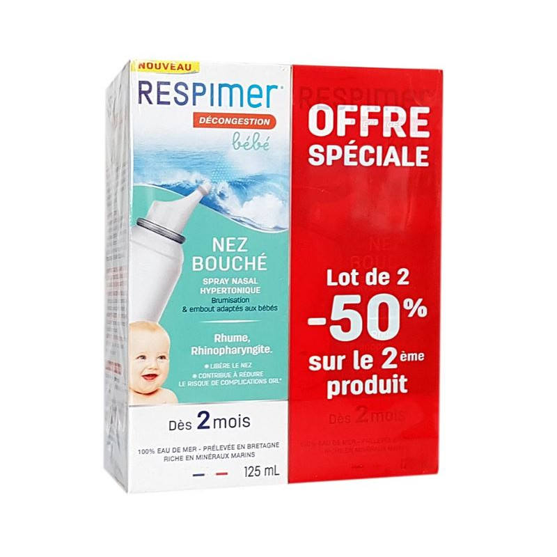 Spray Nez Bouché Bébé - Décongestionne - Respimer - 2x125 ml