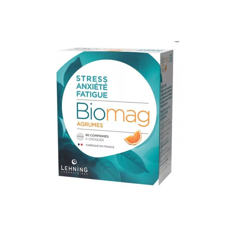 Biomag Agrumes - Stress Anxiété Fatigue - Lehning -  90 Comprimés à Croquer
