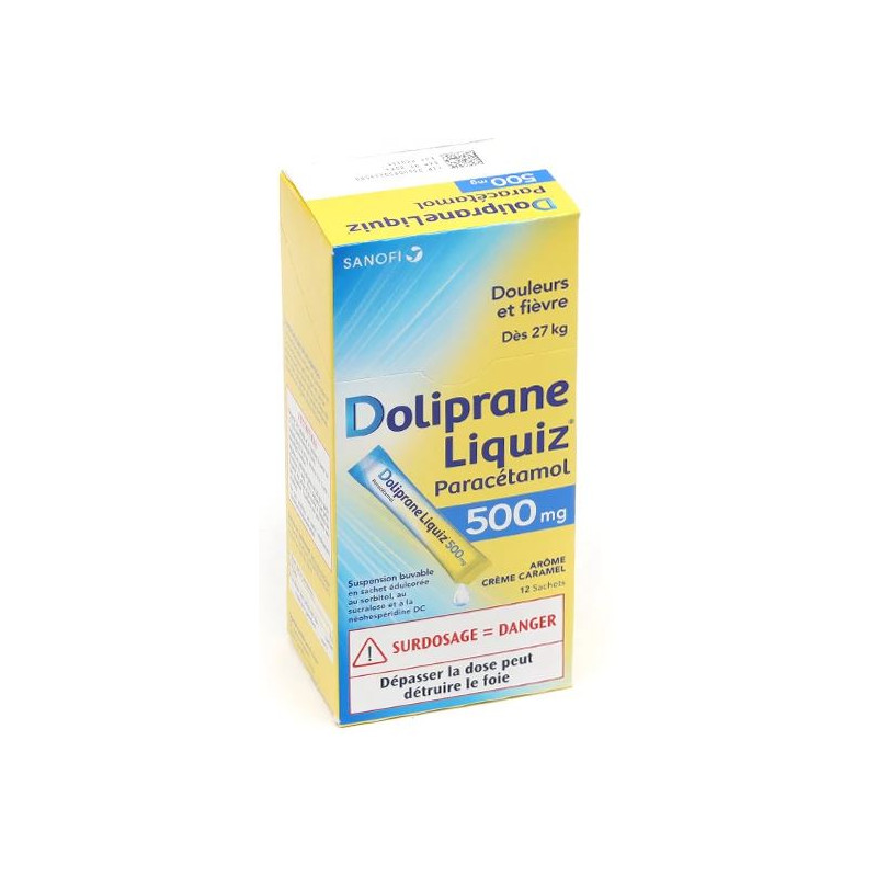 Doliprane Liquiz 500 mg - Pain & Fever - 12 sachets