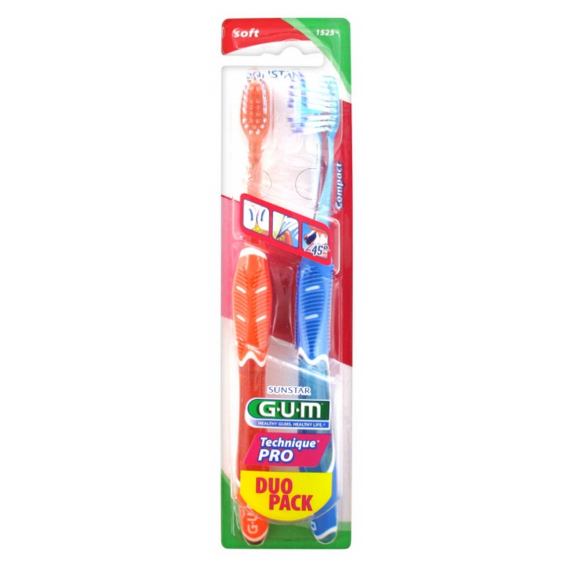 Toothbrush - Soft - Adults - GUM - N°1525 - Set of 2