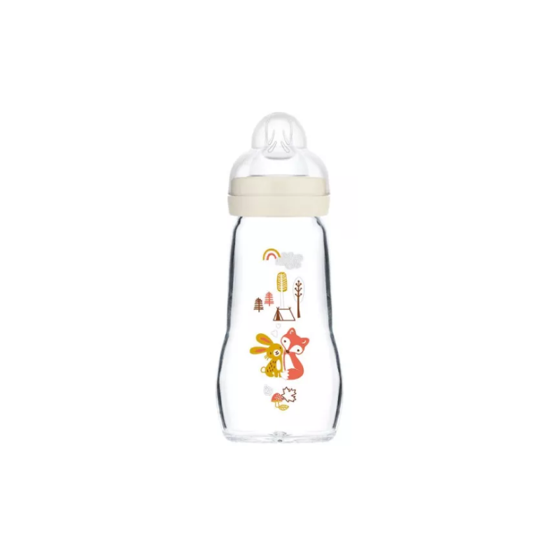 Glass Baby Bottle - MAM - Hedgehog Patterns - 260ml