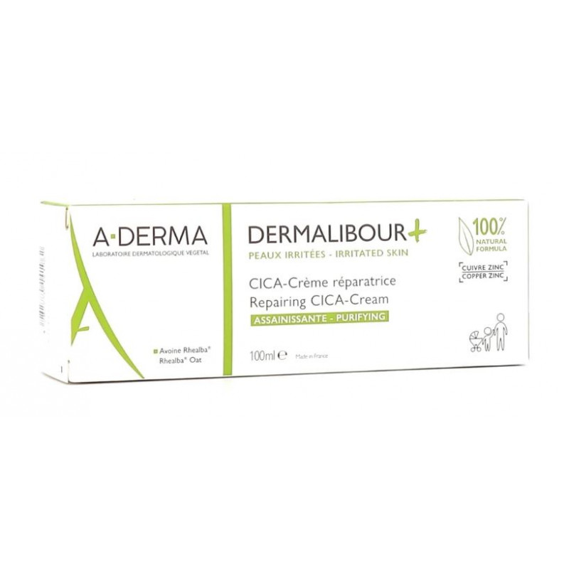 Dermalibour + with Rhealba Oat Seedlings: Relieves, Repairs, Sanitizes - Tube of 100ml - A-Derma