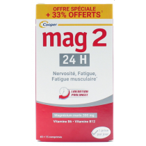 Mag 2 Magnésium 24H - Fatigue - Nervosité - Cooper - 45 Comprimés + 15 Comprimés offerts