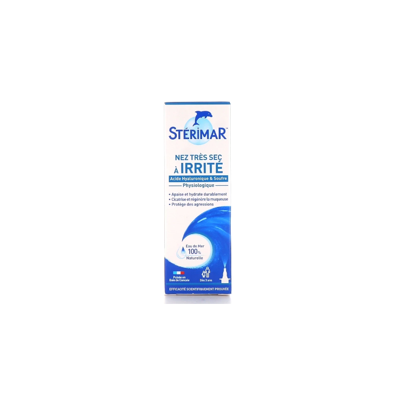 Spray Nasal - Nez Très Sec & Irrité - Acide Hyaluronique & Soufre - Stérimar - 20 ml