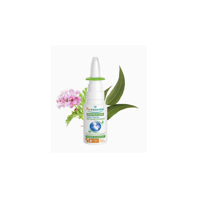 Allergy Decongestant Nasal Spray with Organic Puressentiel Essential Oils - 30 ml bottle