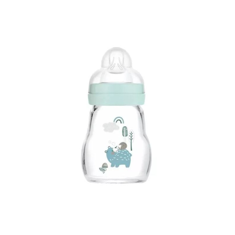 Glass Baby Bottle - MAM - Bear Pattern - 170 ml