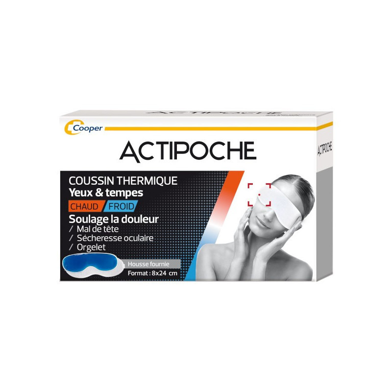 Actipoche - Coussin thermique Yeux & Tempes + Housse - Format 8 X 24 cm
