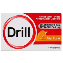 Pastille Miel-Rosat - Mal de Gorge - Drill - 24 Pastilles à Sucer