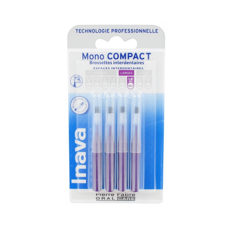 Interdental Brushes - Mono Compact - 1.8 mm - Wide - Inava - 4 Brushes