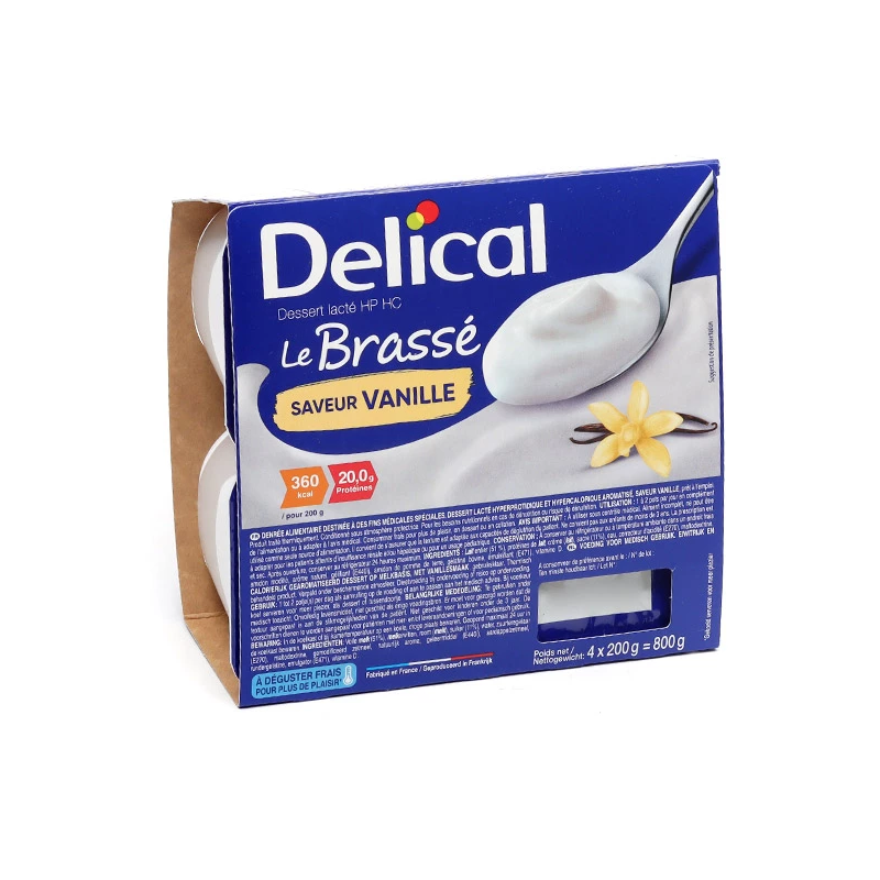 Brassé à la vanille - Crème dessert lactée - Sans gluten - Délical - 4x200g