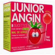 Junior Angin - Sore Throat Soothers - Strawberry Flavour - 8 Soothers