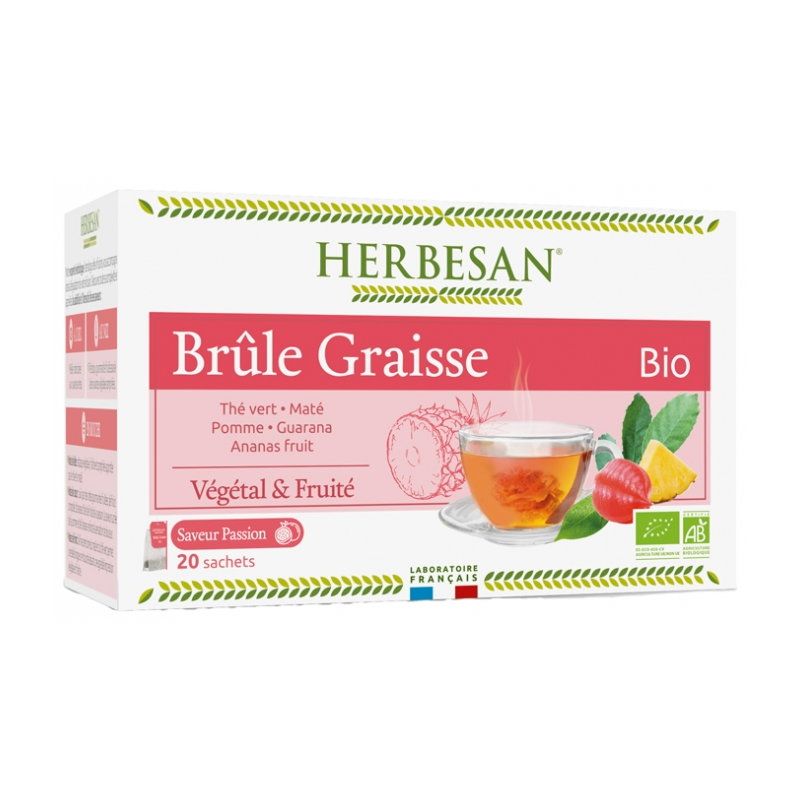 Herbesan Bio Brûle Graisse n°11 - Infusions saveur Ananas - 20 sachets doses