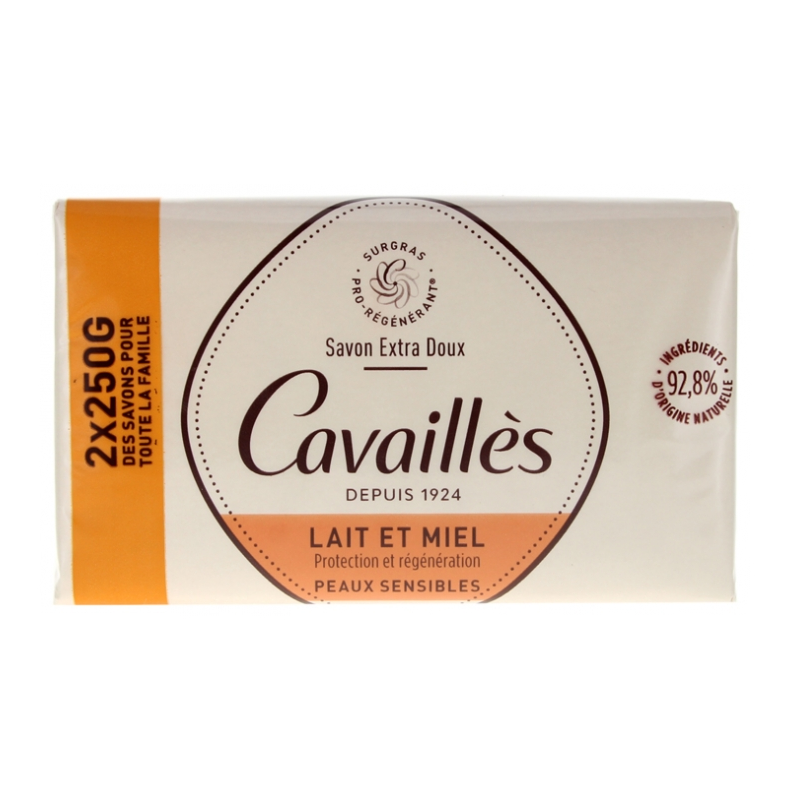 Extra-Mild Surgras Soap - Milk and Honey - Rogé Cavaillès - 2 x 250 G