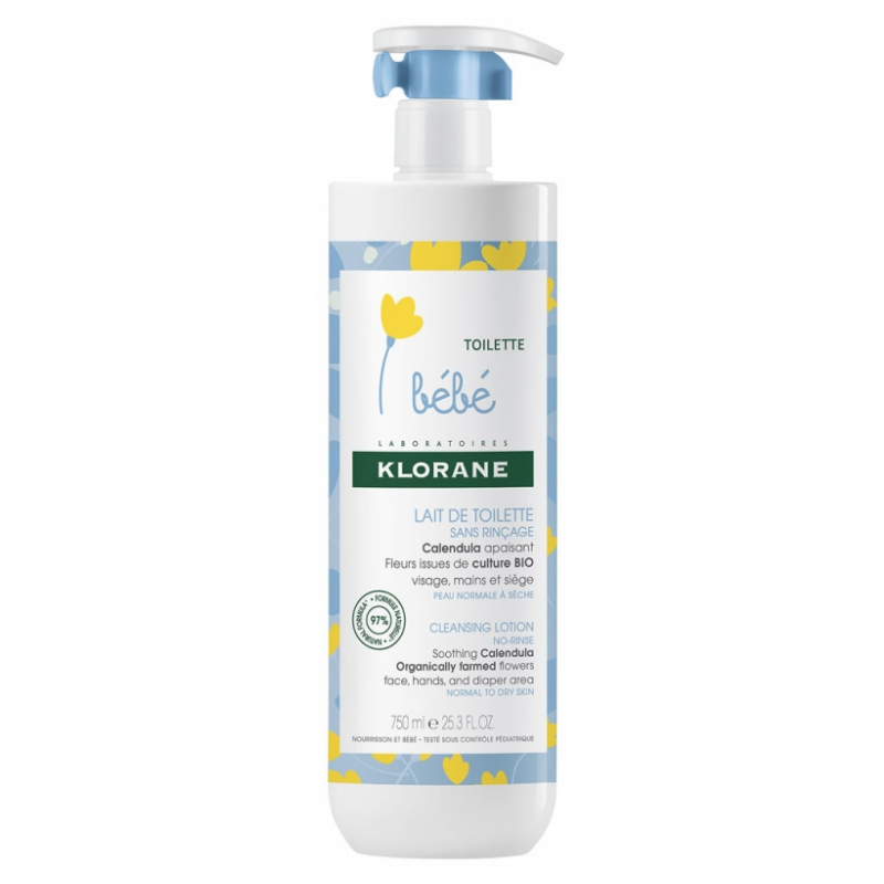 No-Rinse Cleansing Milk - With Soothing Calendula - Klorane Baby - 750ml