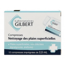 Compresses Alcool Usage Unique - Solution Antiseptique - Gilbert - 12 compresses