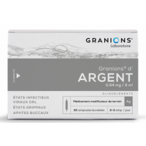 Granions Argent - Etats Grippaux, Aphtes - Oligothérapie - 30 Ampoules Buvables