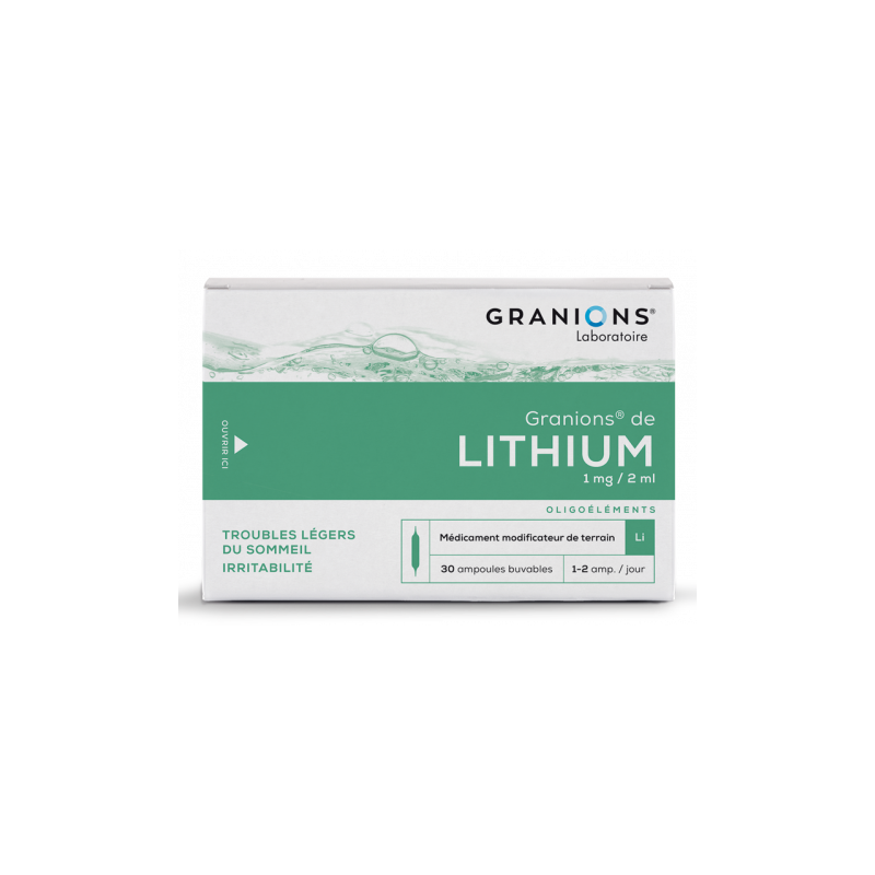Granions de Lithium - Troubles du Sommeil - Oligothérapie - 30 Ampoules Buvables