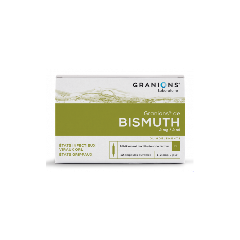 Granions de Bismuth - ORL, Etats Infectieux - Oligothérapie - 10 Ampoules Buvables