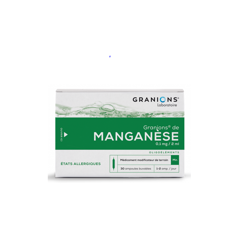 Granions de Manganèse - Etats Allergiques - Oligothérapie - 30 Ampoules Buvables