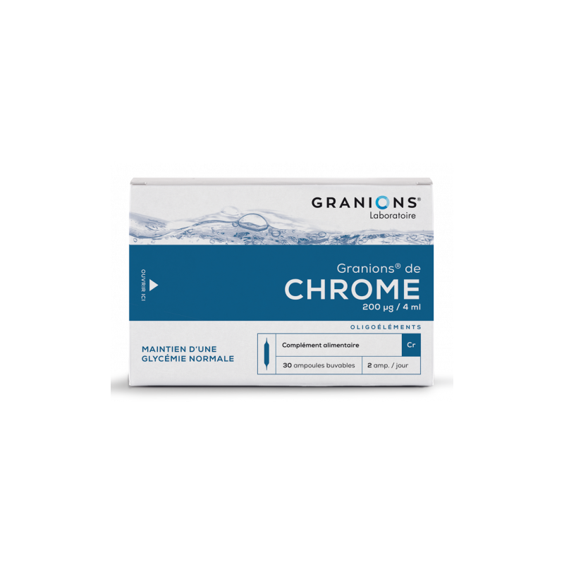 Chromium Granions - Lipid and Carbohydrate Regulation - Oligotherapy - 30 Drinkable Ampoules
