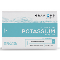 Granions de Potassium - Décontractant musculaire - Oligothérapie - 30 Ampoules Buvables