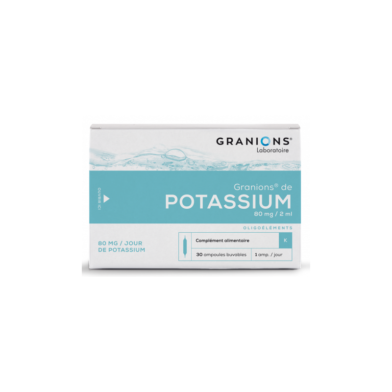 Granions de Potassium - Décontractant musculaire - Oligothérapie - 30 Ampoules Buvables