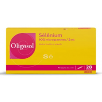 Oligosol Selenium - Affections Musculaires et Cutanées - Se100ug/2ml - 28 Ampoules Buvables