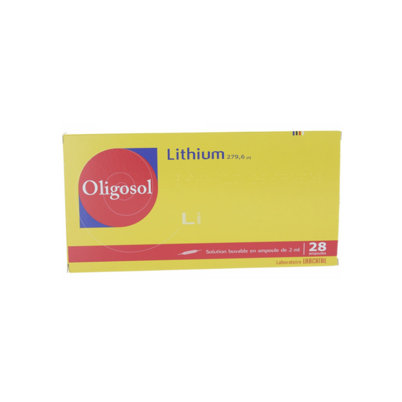 Oligosol Lithium - Irritabilité Troubles du Sommeil - 279.6ug - 28 Ampoules Buvables