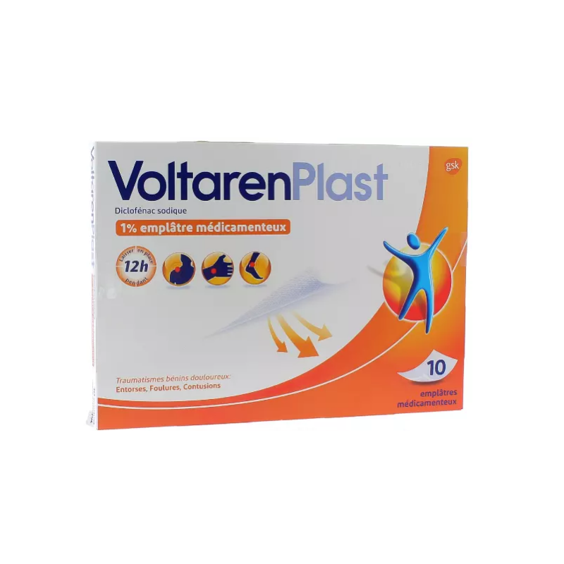 VoltarenPlast 1% - Diclofénac - Entorses Foulures Contusions - 10 Emplâtres médicamenteux