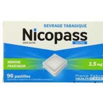 Nicopass 1,5 mg - Sevrage Tabagique - Menthe fraîcheur - 96 pastilles
