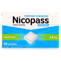 Nicopass 1,5 mg - Sevrage Tabagique - Eucalyptus - 96 Pastilles