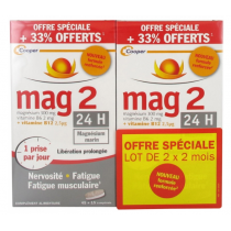 Mag 2 Magnésium 24H - Fatigue - Nervosité - Cooper - 2x 45 Comprimés + 15 Comprimés offerts