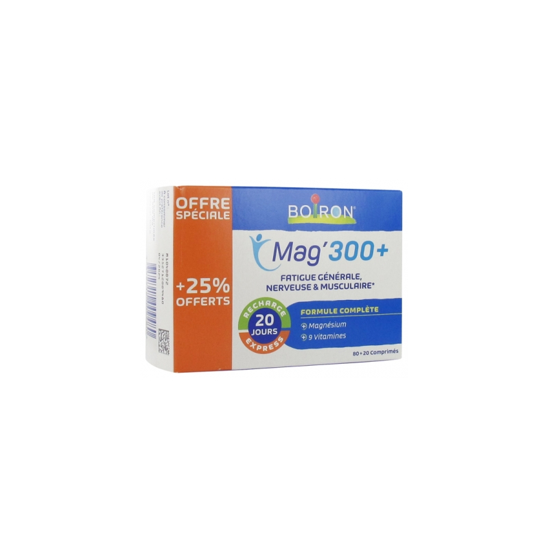 Mag'300+  - Fatigue Générale, Nerveuse & Musculaire - Boiron - 80+20 comprimés
