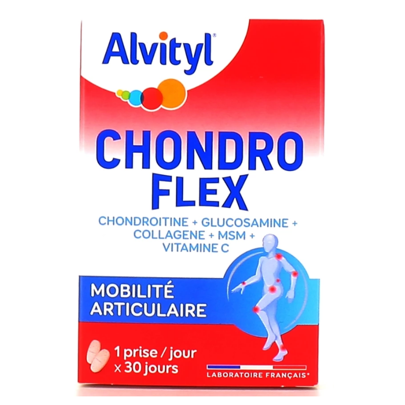ChondroFlex - Mobilité Articulaire - Chondroitine, Glucosamine, MSM, Collagene, Vitamine C - Alvityl - 60 comprimés